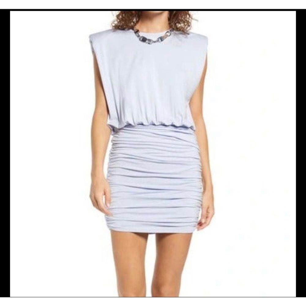 Nordstrom’s Open edit strong shoulder pads ruched mini dress